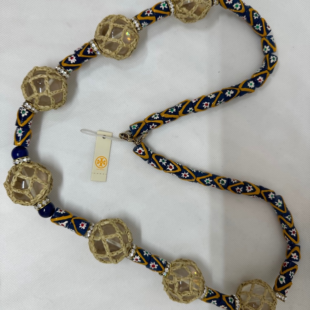 Tory Burch Crochet Bead w/Clay Bead Long Necklace